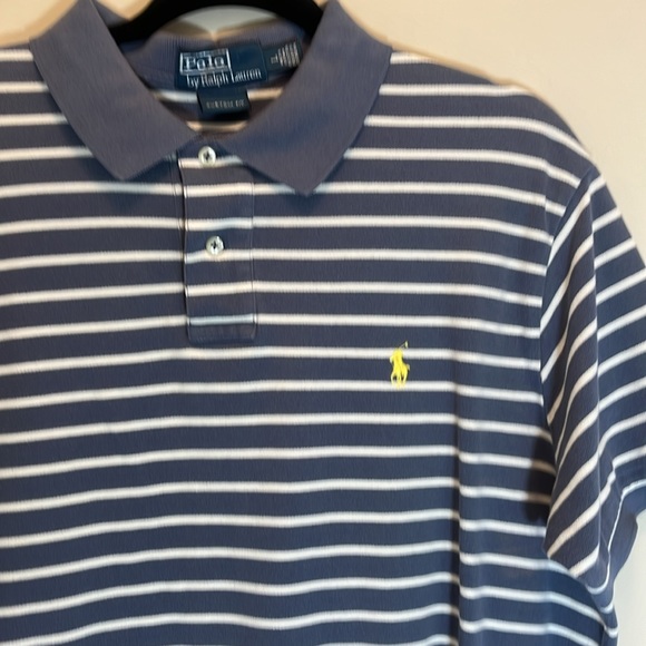 POLO by Ralph Lauren Gray & White Stripes with Yellow Pony Custom Fit Size Large - Picture 6 of 7